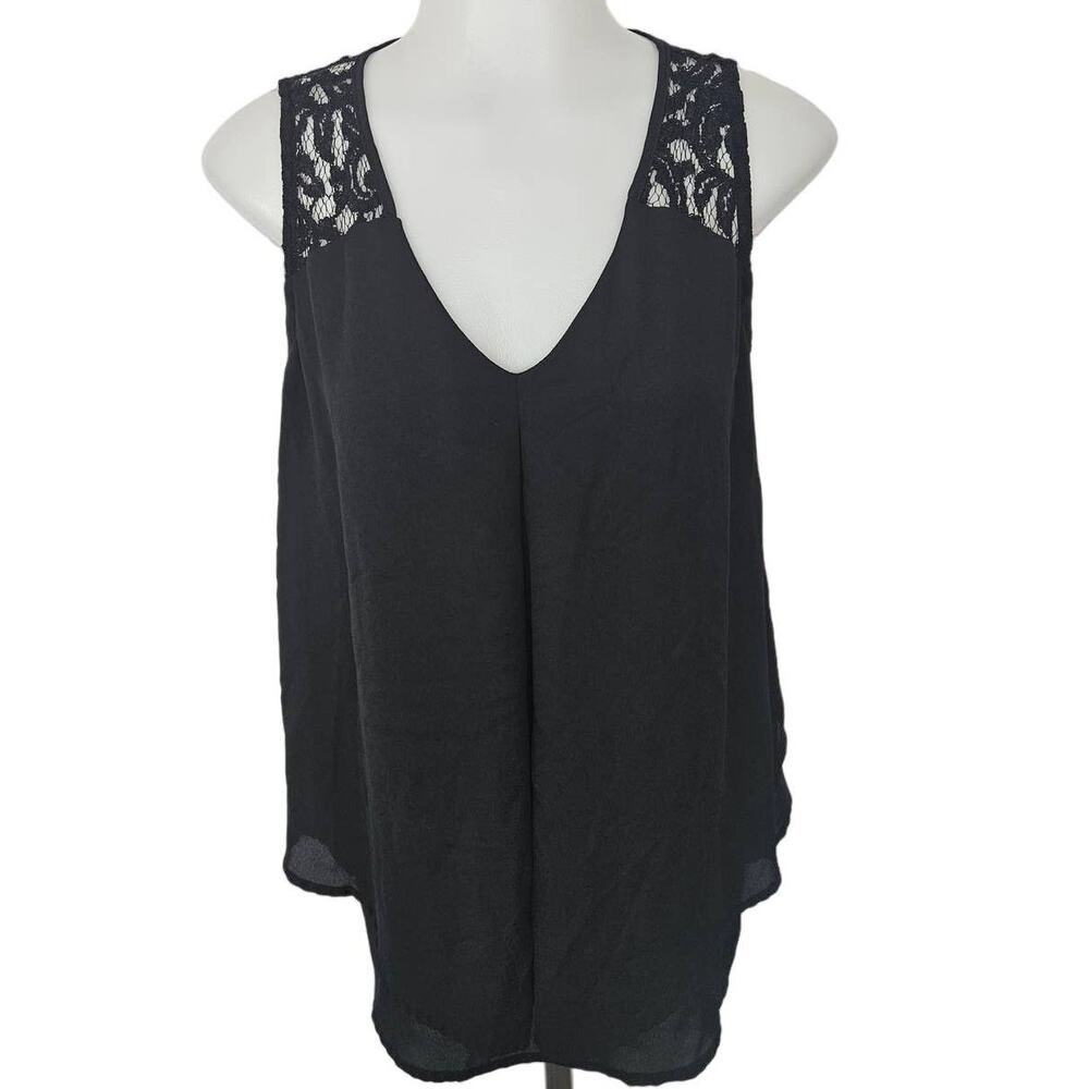 Octavia Maternity Black Lace Cutout V-Neck Sleeveless Blouse Medium Pregnancy